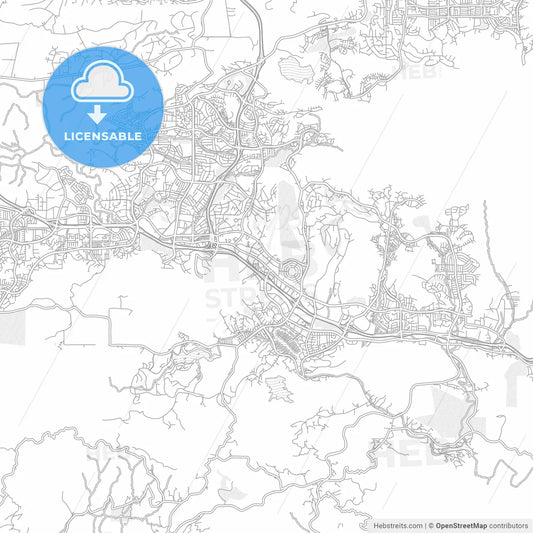 Thousand Oaks, California, USA, bright outlined vector map