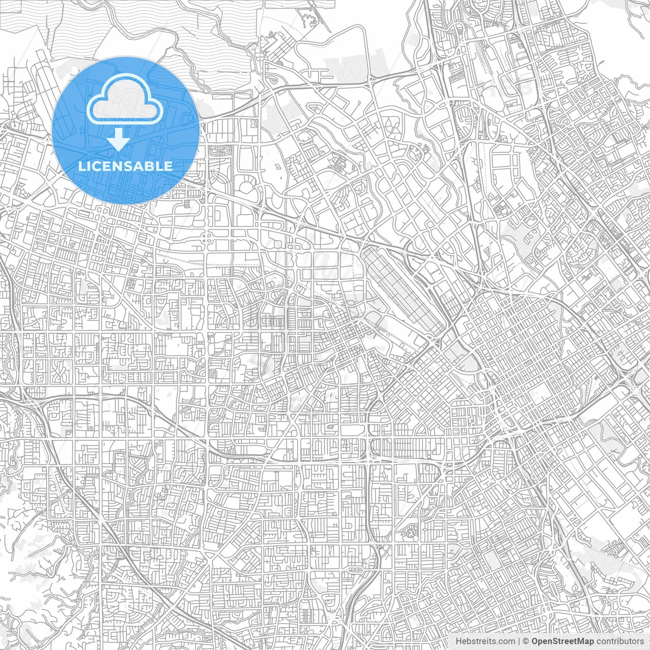 Santa Clara, California, USA, bright outlined vector map