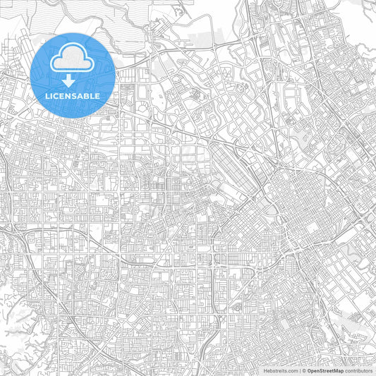 Santa Clara, California, USA, bright outlined vector map