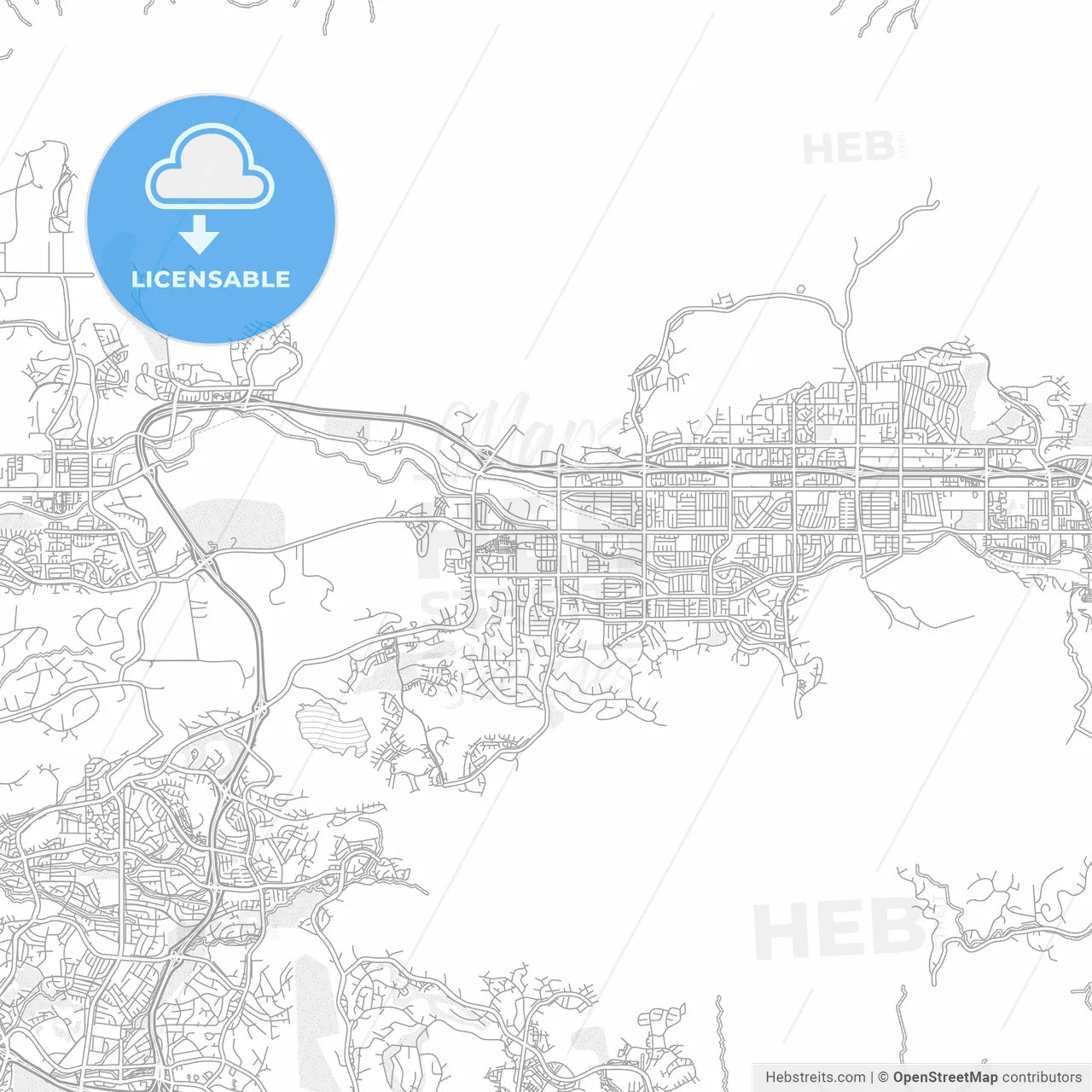 Simi Valley, California, USA, bright outlined vector map