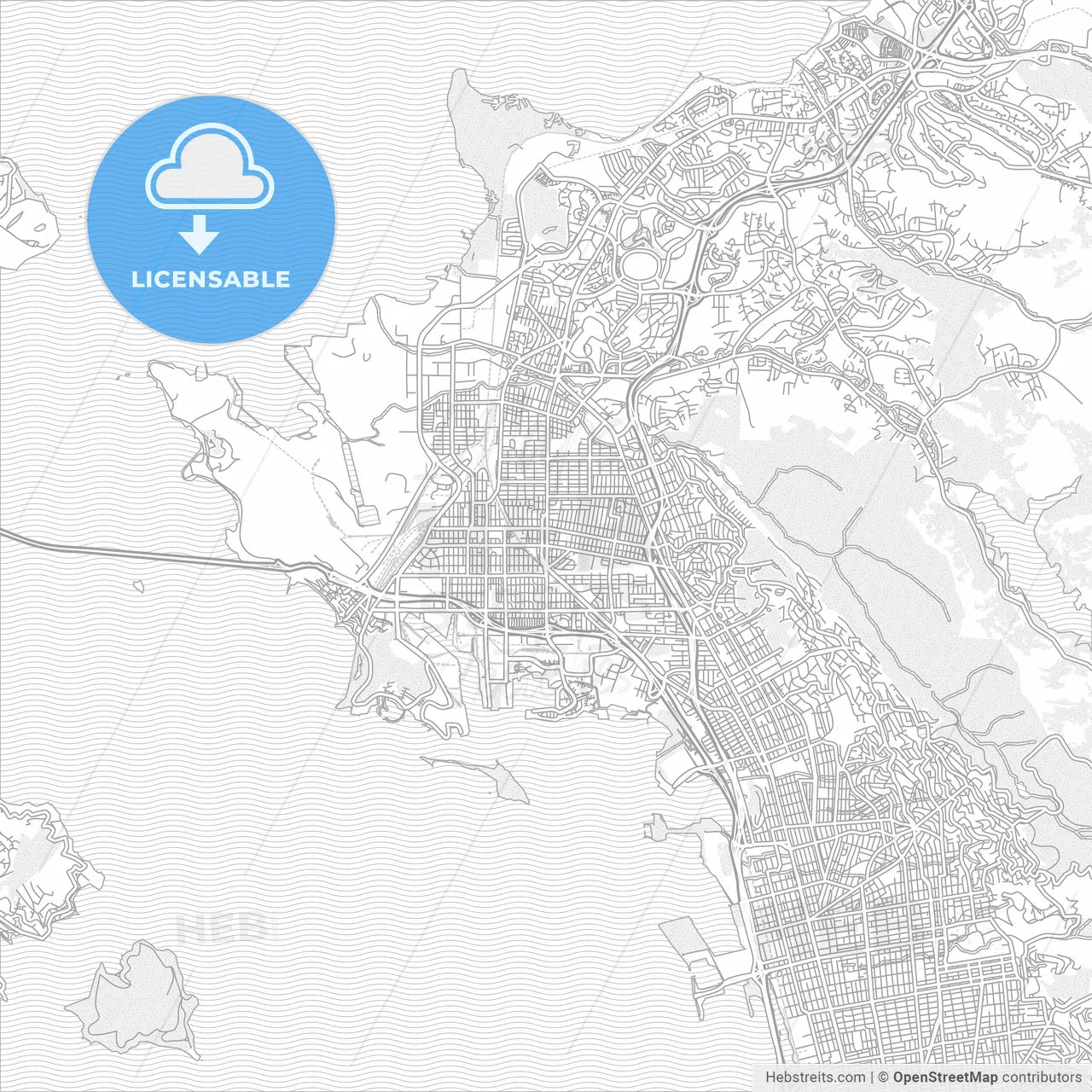 Richmond, California, USA, bright outlined vector map