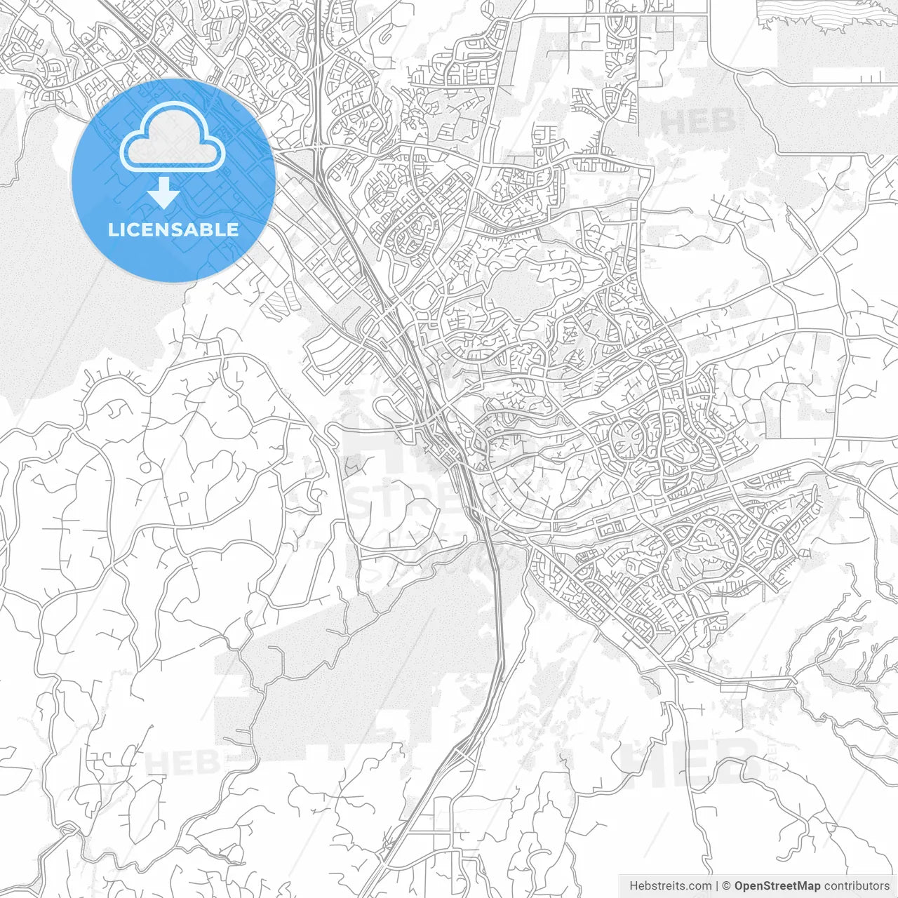 Temecula, California, USA, bright outlined vector map