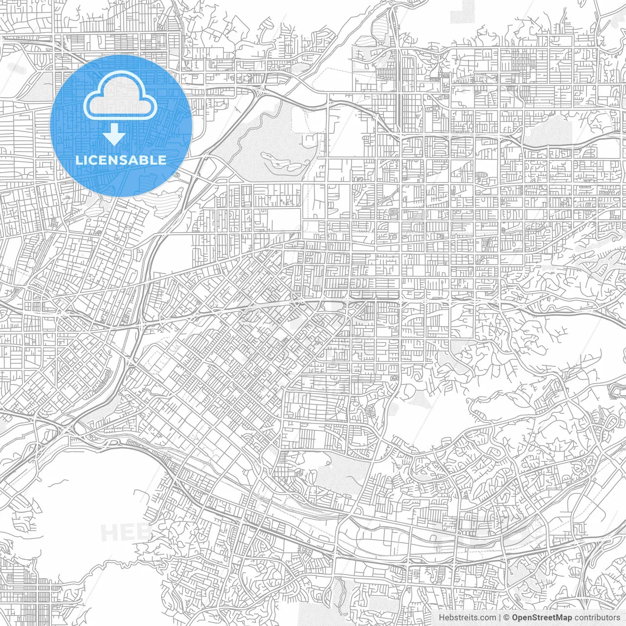 West Covina, California, USA, bright outlined vector map