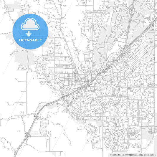 Vacaville, California, USA, bright outlined vector map