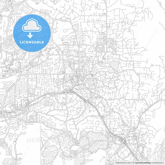 Vista, California, USA, bright outlined vector map