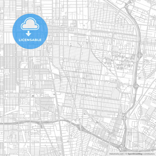 South Gate, California, USA, bright outlined vector map