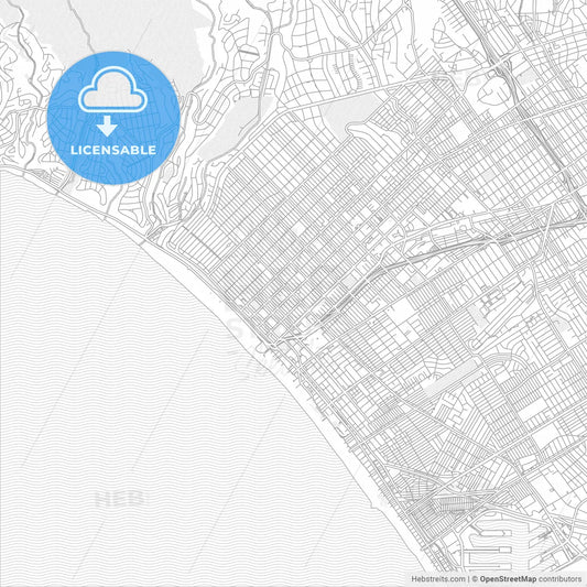 Santa Monica, California, USA, bright outlined vector map