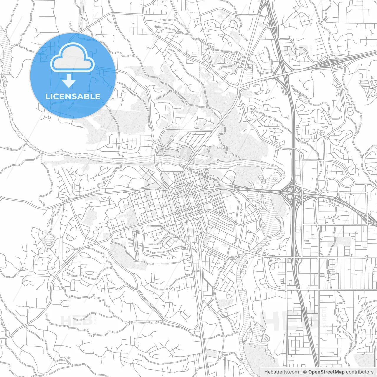 Redding, California, USA, bright outlined vector map