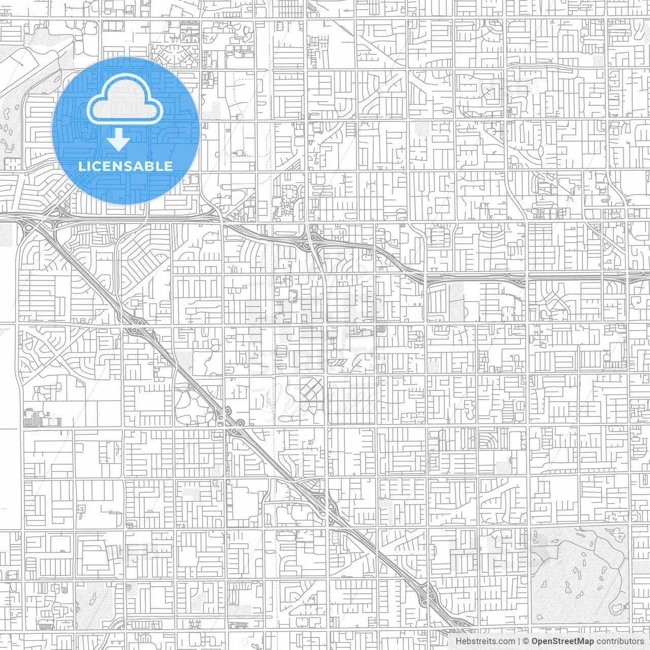 Westminster, California, USA, bright outlined vector map