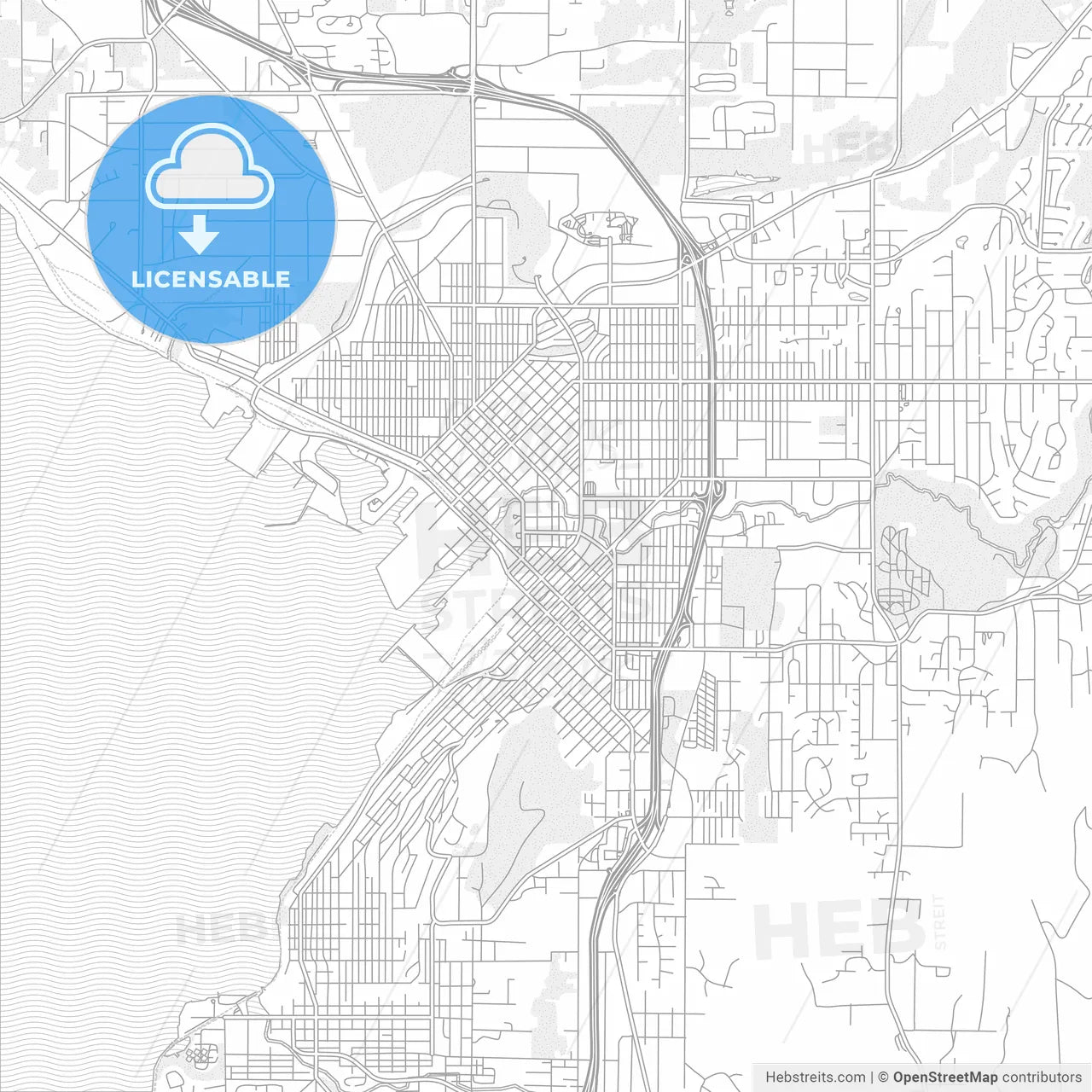 Bellingham, Washington, Usa, Bright Outlined Vector Map – HEBSTREITS