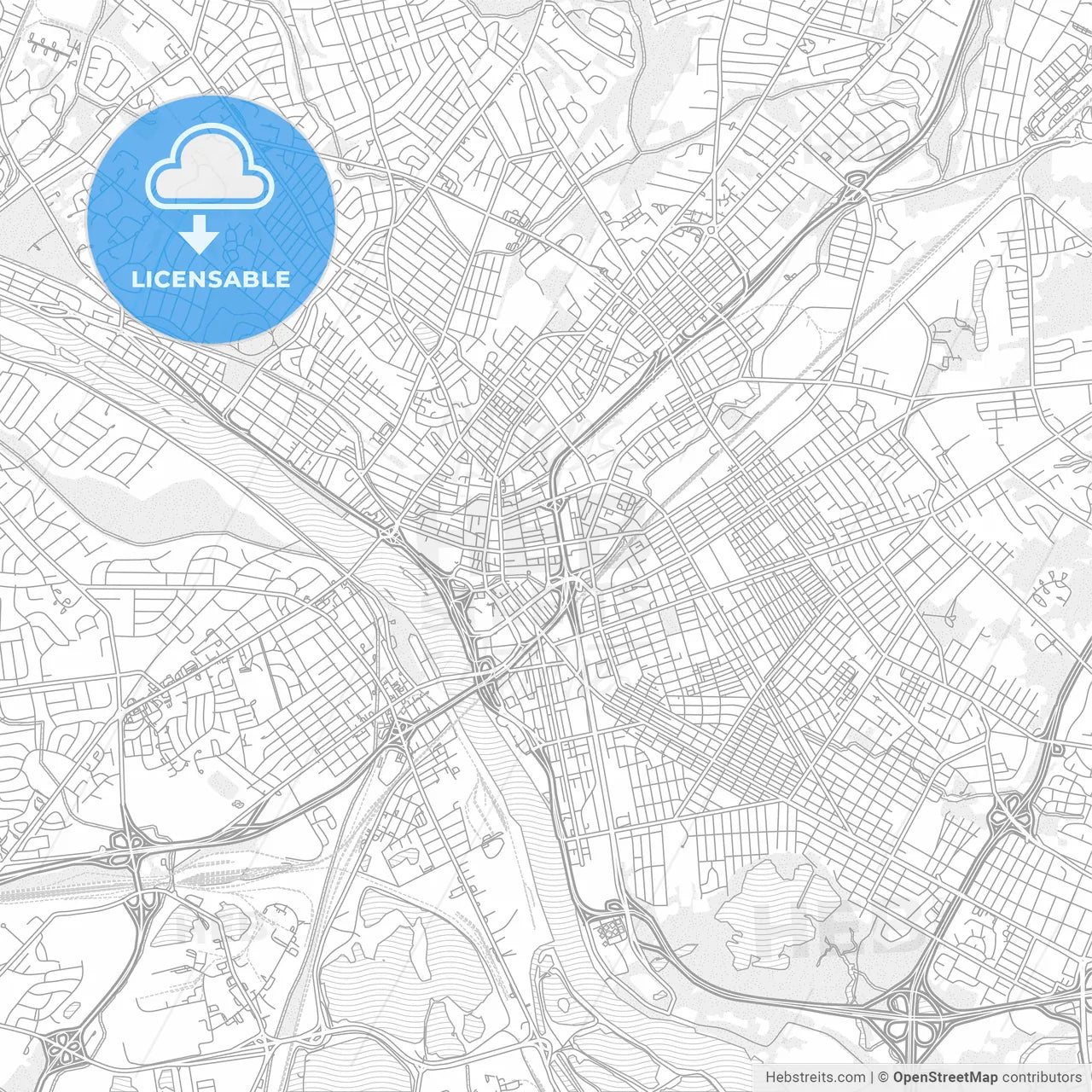 Trenton, New Jersey, USA, bright outlined vector map