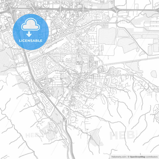 Pleasanton, California, USA, bright outlined vector map
