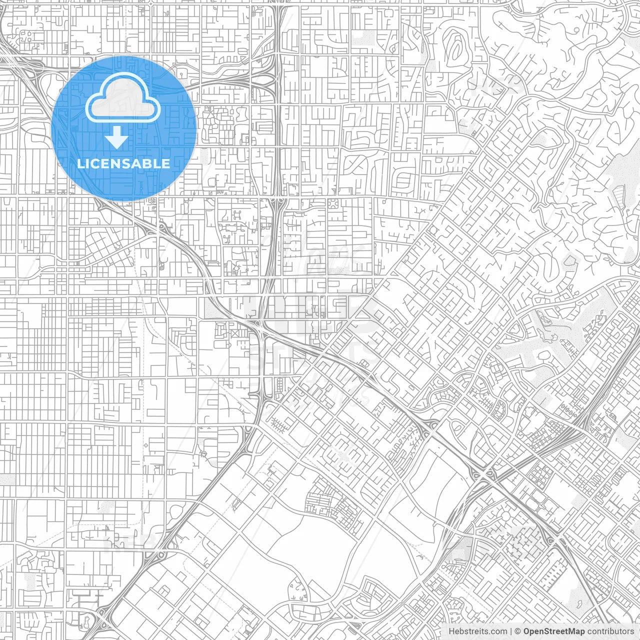 Tustin, California, USA, bright outlined vector map