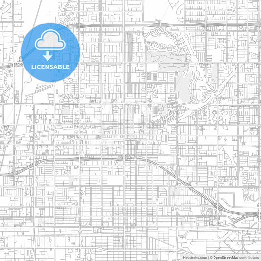 Upland, California, USA, bright outlined vector map