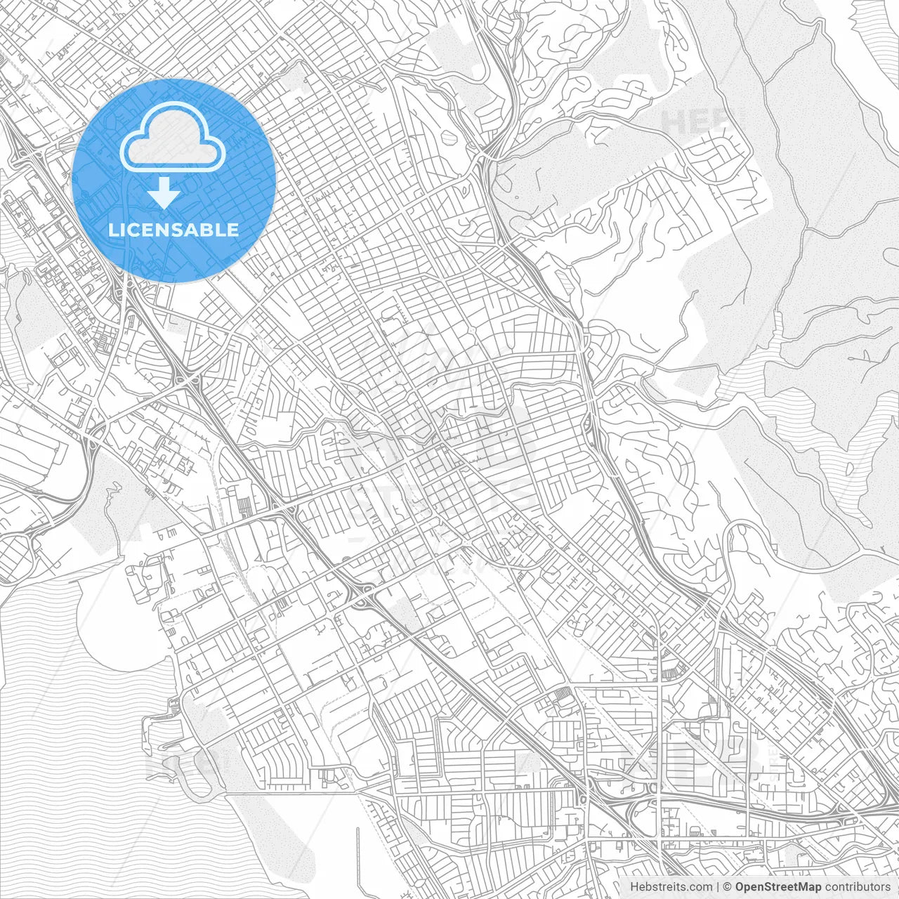 San Leandro, California, USA, bright outlined vector map