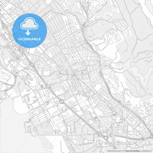 San Leandro, California, USA, bright outlined vector map