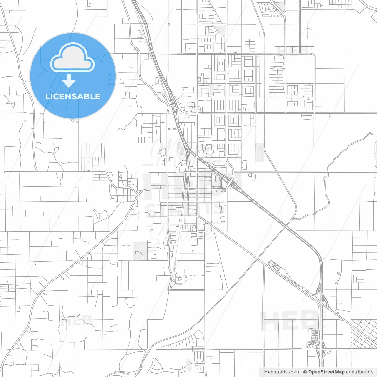 Perris, California, USA, bright outlined vector map