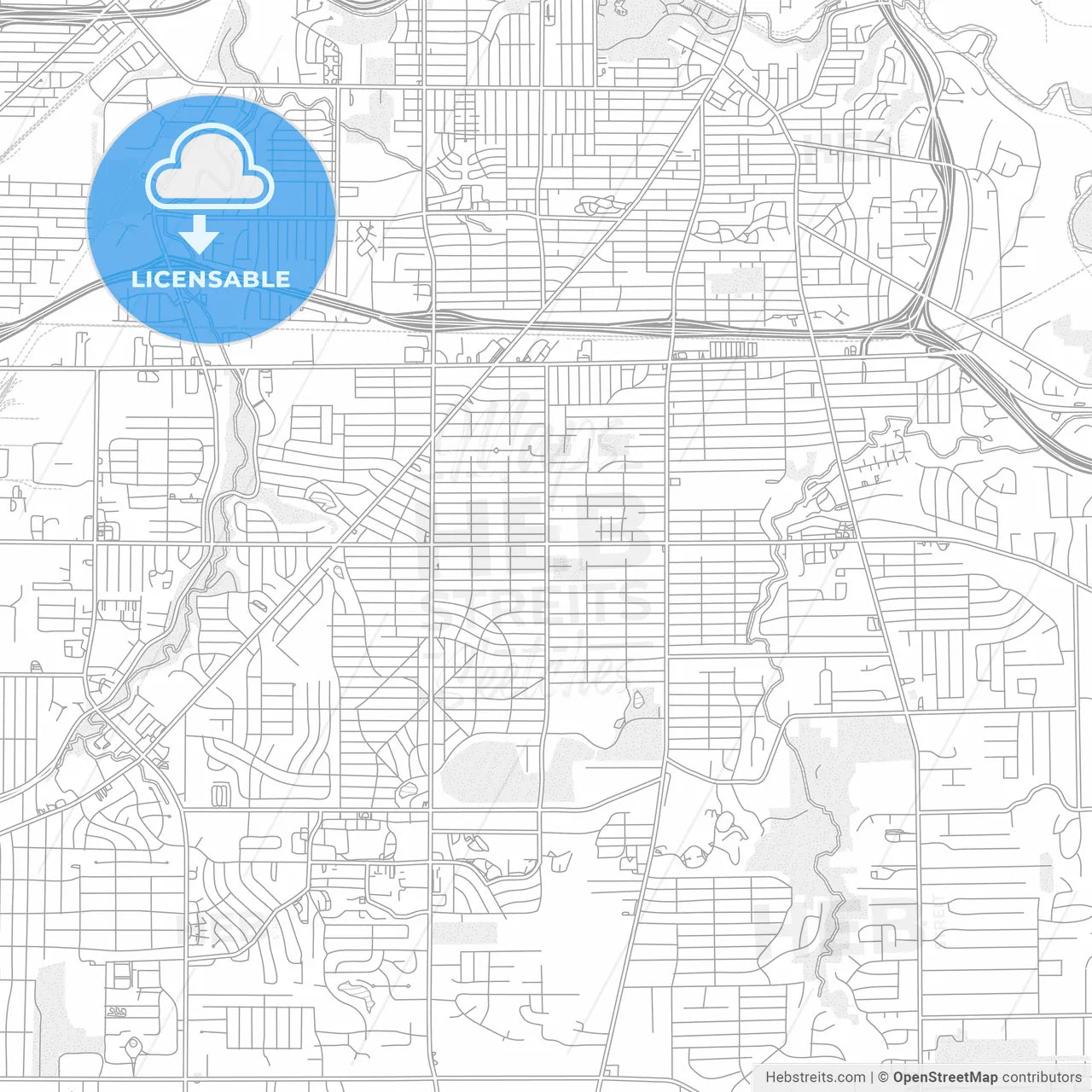 Parma, Ohio, USA, bright outlined vector map