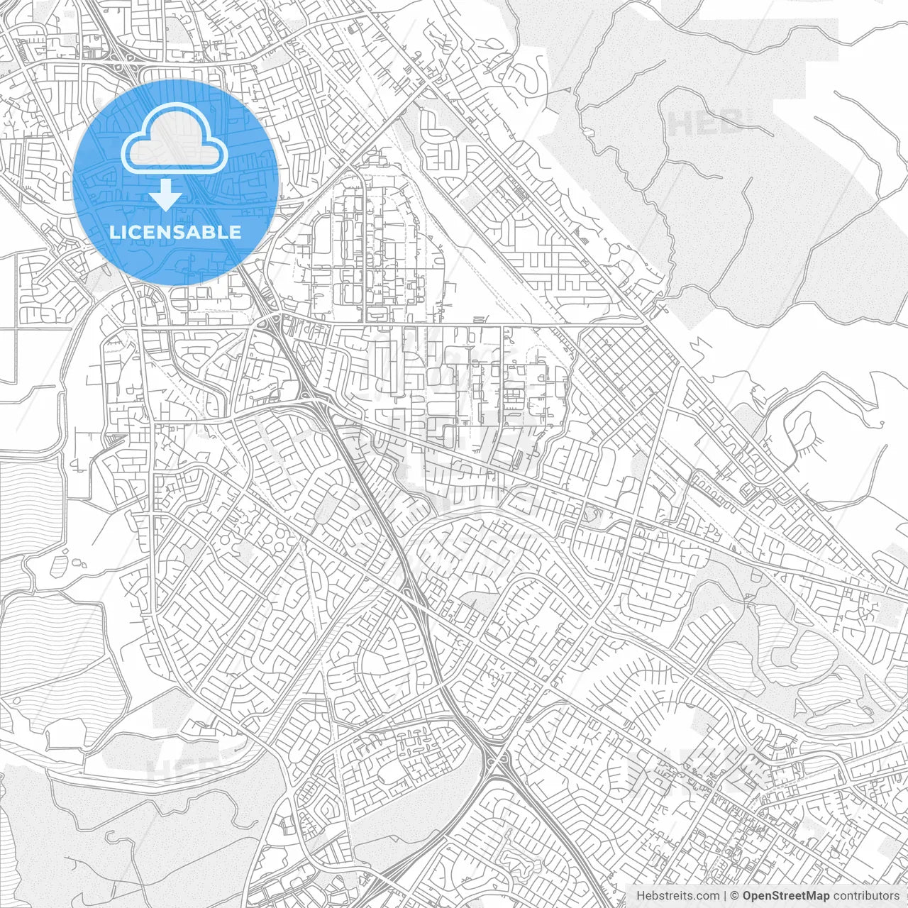 Union City, California, USA, bright outlined vector map