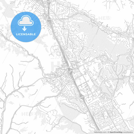 San Ramon, California, USA, bright outlined vector map