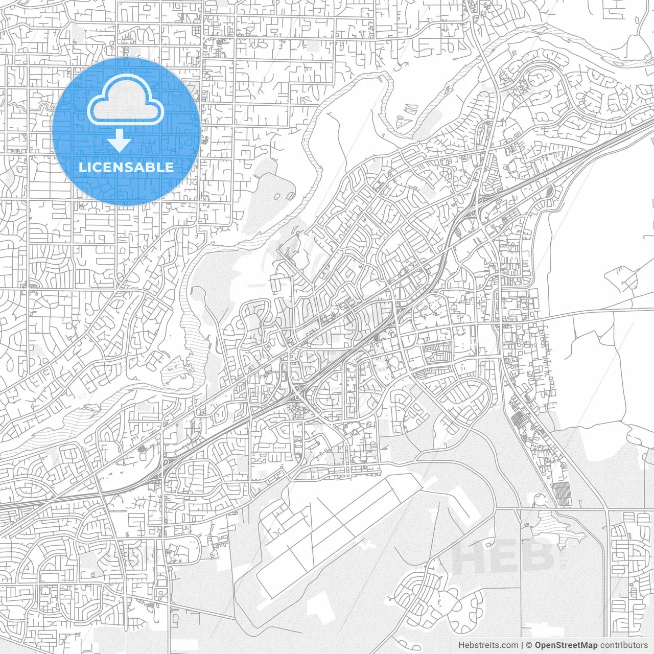 Rancho Cordova, California, USA, bright outlined vector map