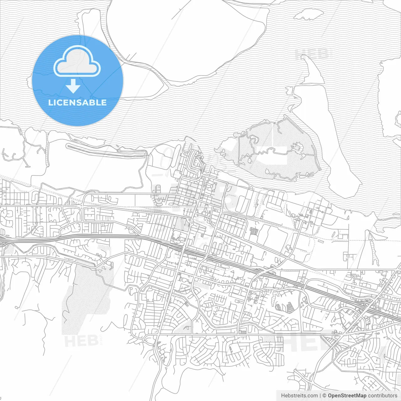 Pittsburg, California, USA, bright outlined vector map