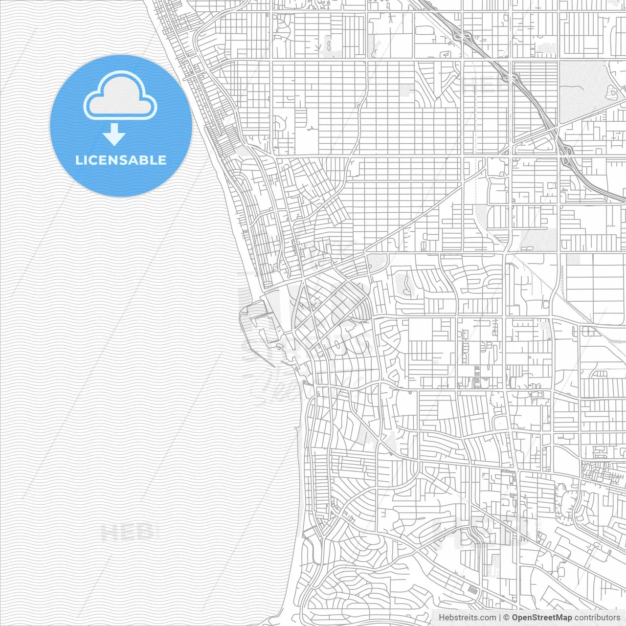Redondo Beach, California, USA, bright outlined vector map