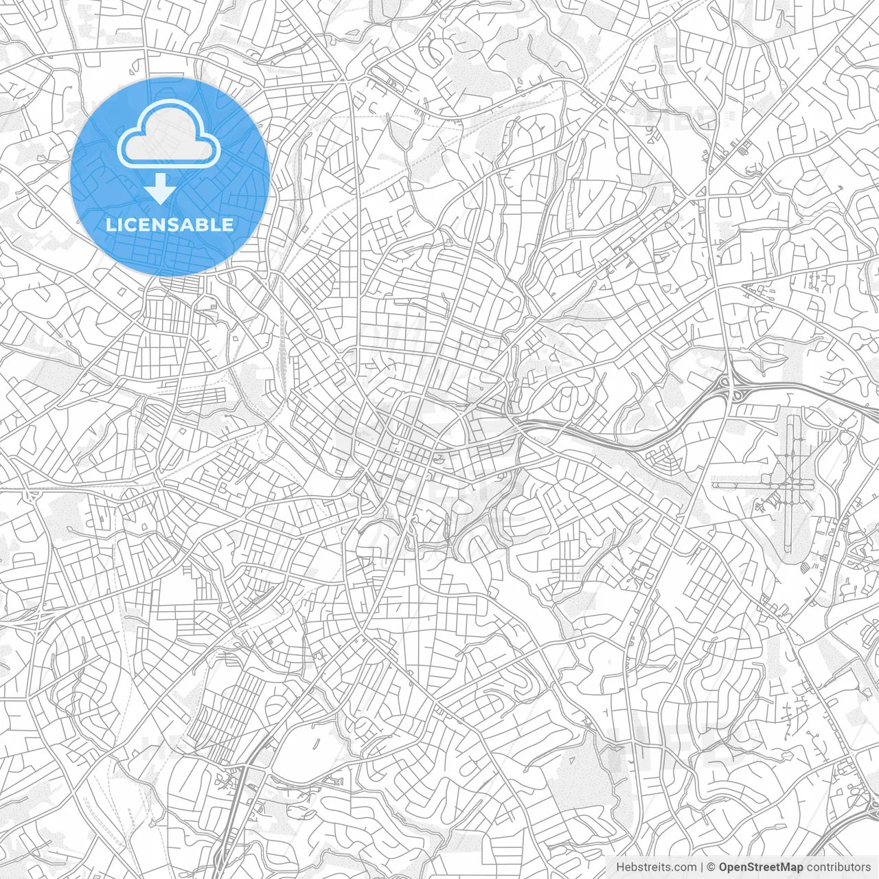 Greenville, South Carolina, USA, bright outlined vector map