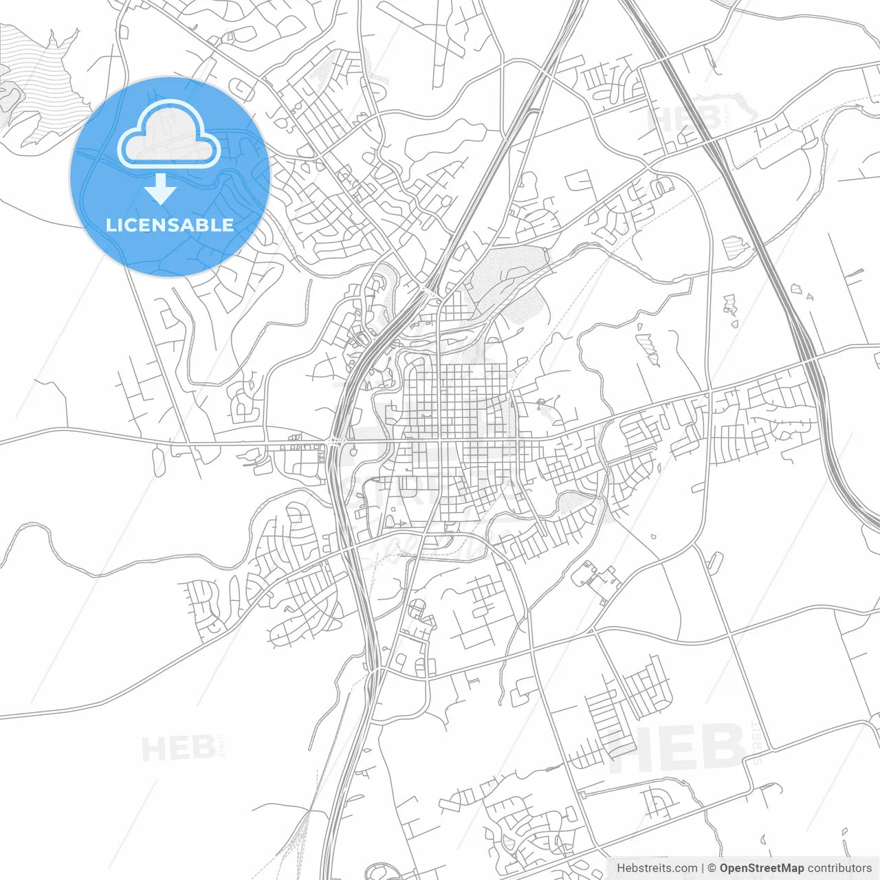 Georgetown, Texas, USA, bright outlined vector map
