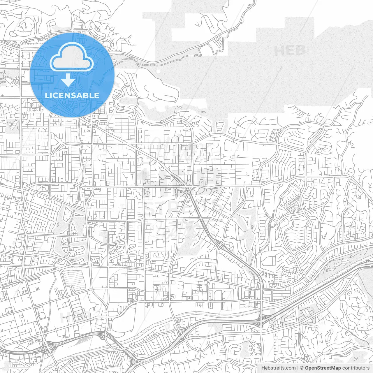 Yorba Linda, California, USA, bright outlined vector map