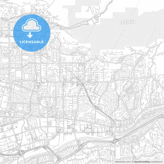 Yorba Linda, California, USA, bright outlined vector map