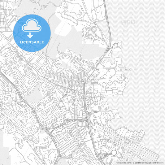 South San Francisco, California, USA, bright outlined vector map