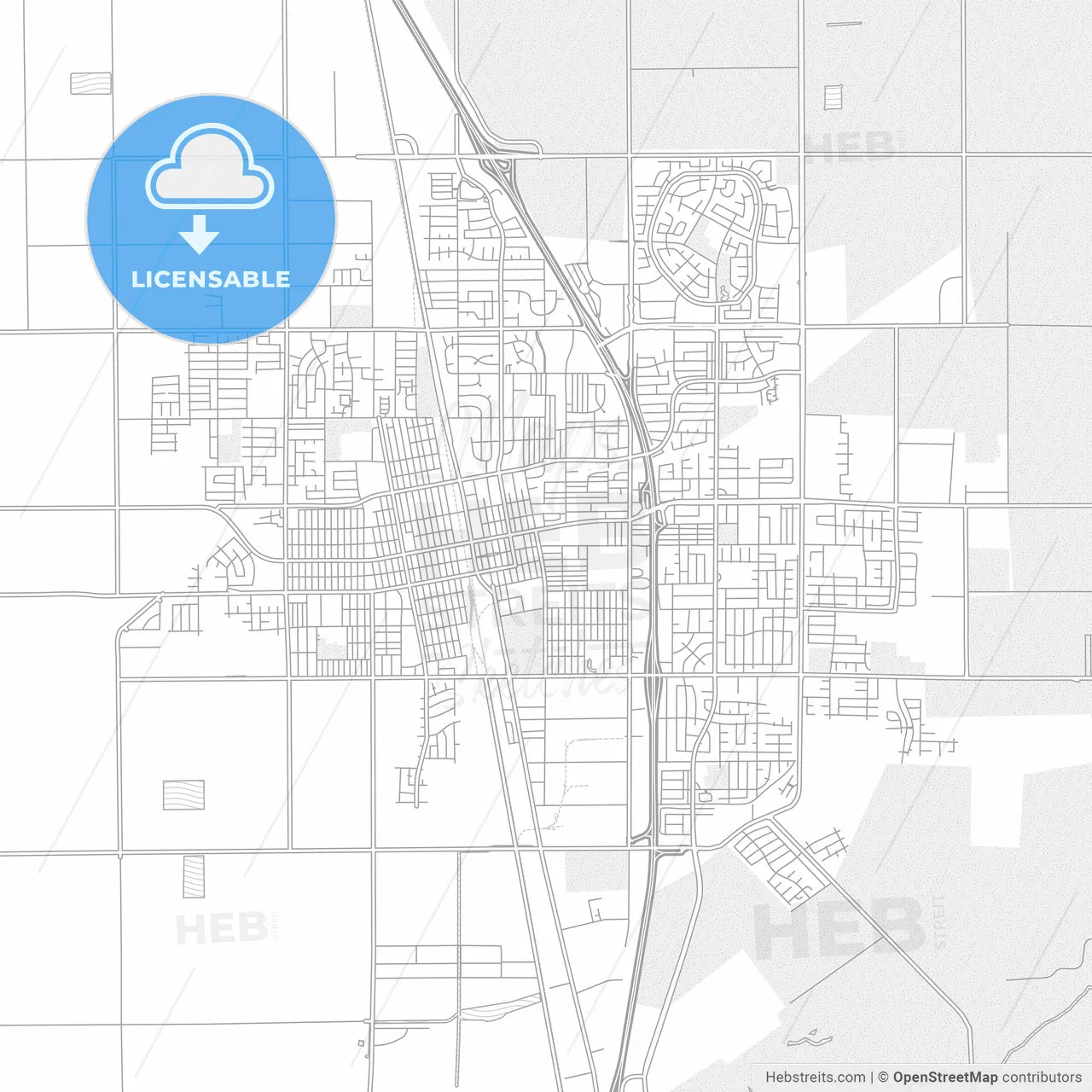 Tulare, California, USA, bright outlined vector map