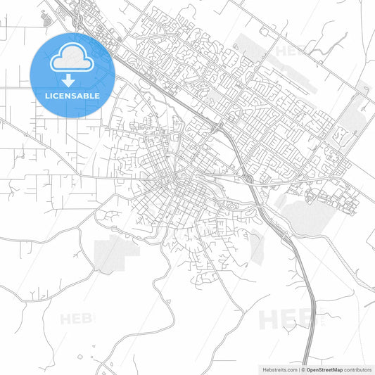 Petaluma, California, USA, bright outlined vector map