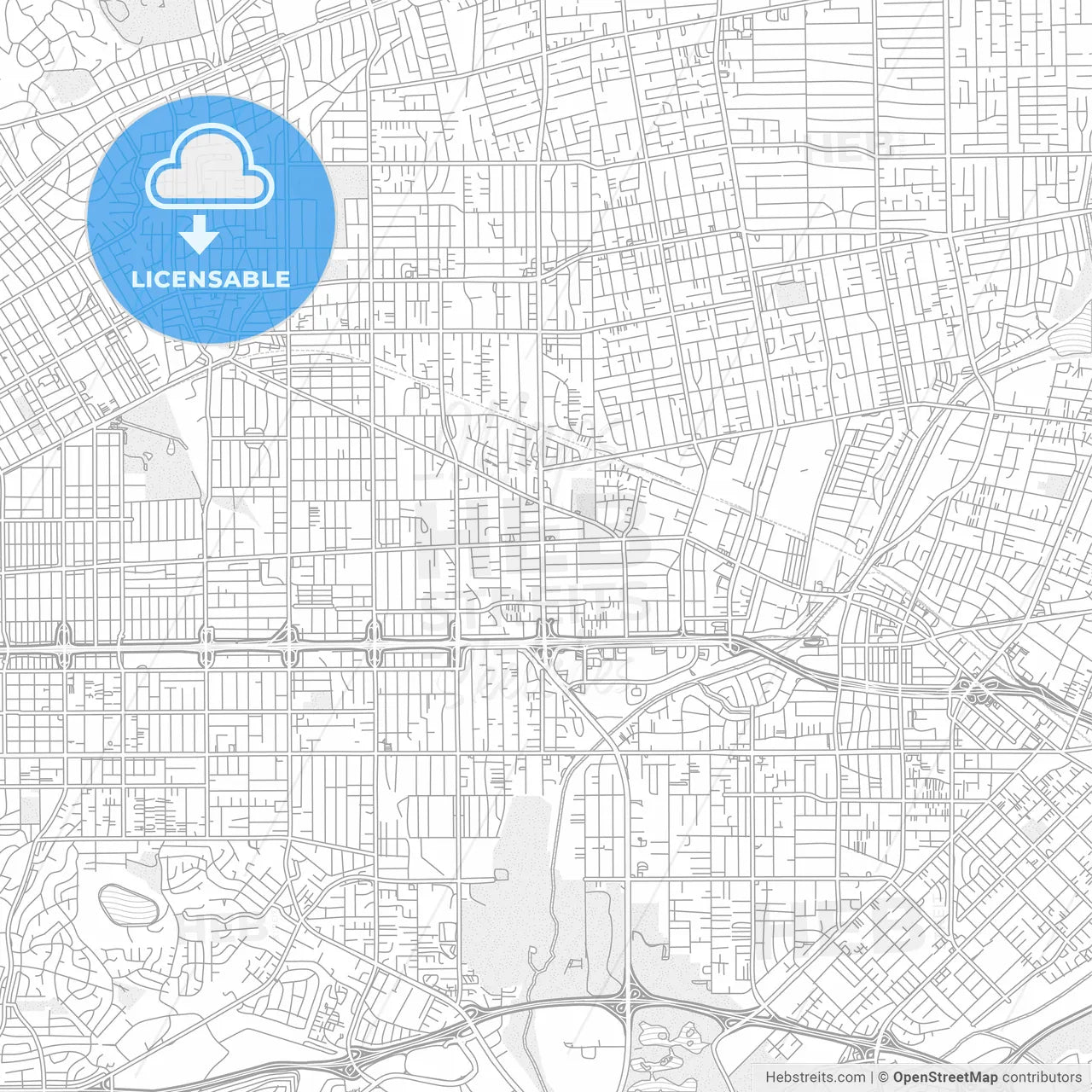 Rosemead, California, USA, bright outlined vector map