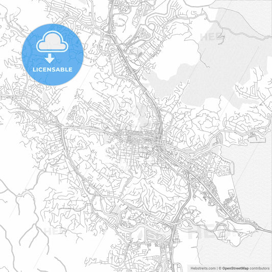 San Rafael, California, USA, bright outlined vector map