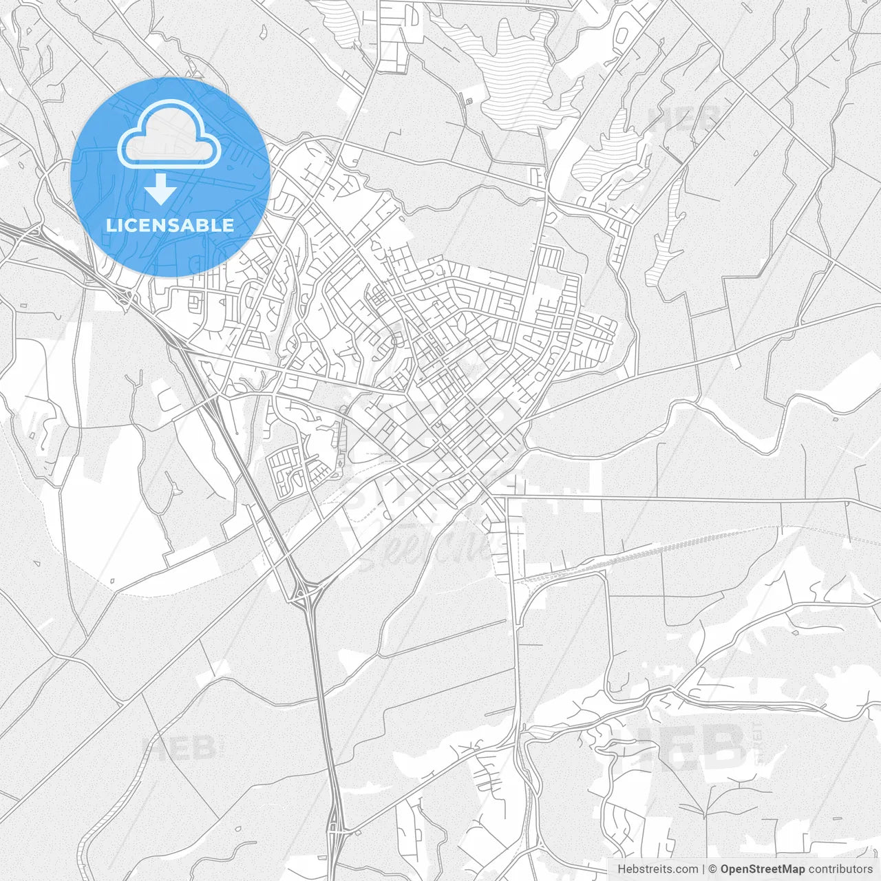 Watsonville, California, United States of America, bright outlined vector map