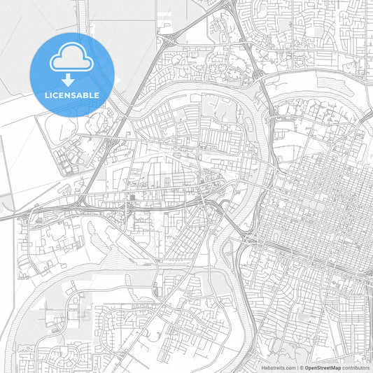 West Sacramento, California, United States of America, bright outlined vector map