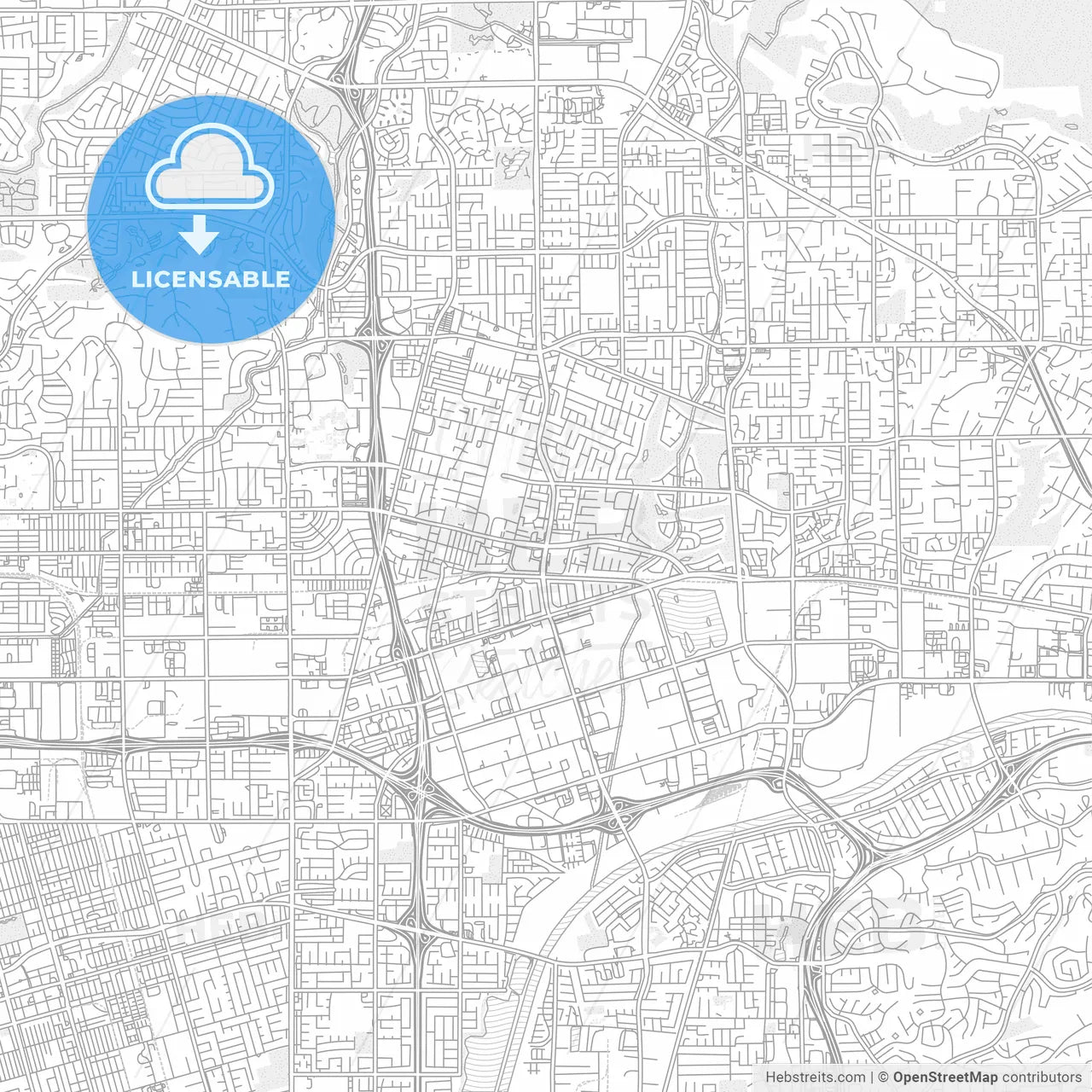 Placentia, California, United States of America, bright outlined vector map