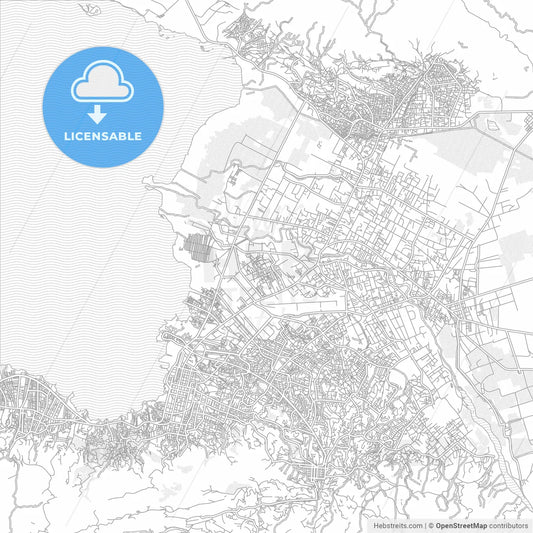 Port-au-Prince, Ouest, Haiti, bright outlined vector map