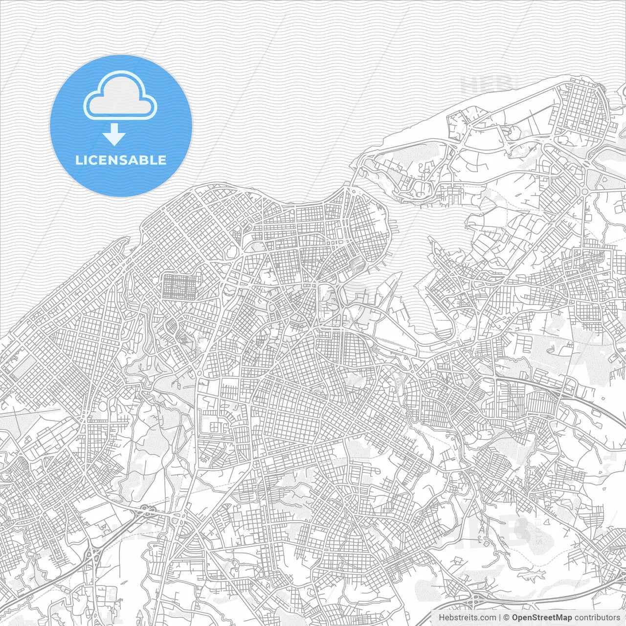 Havana, Havana, Cuba, bright outlined vector map