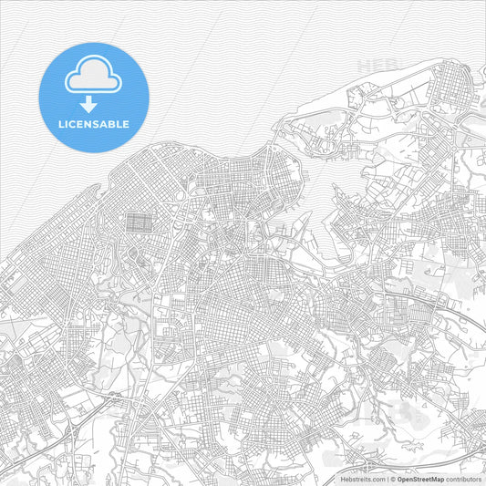 Havana, Havana, Cuba, bright outlined vector map
