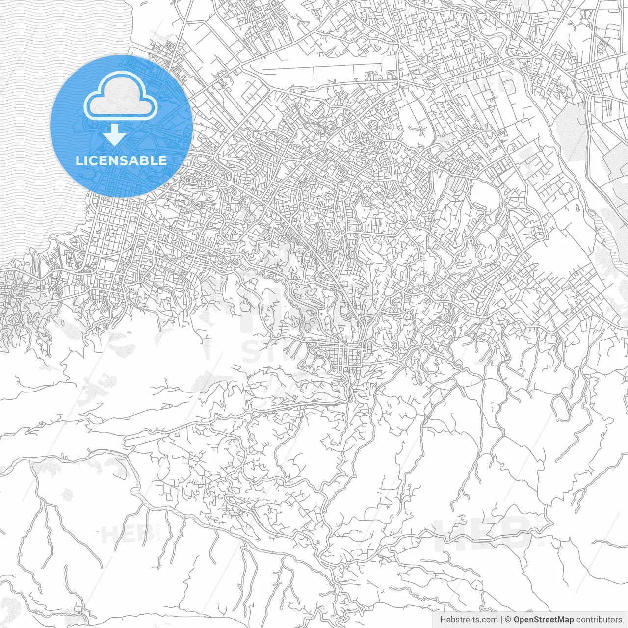 Pétion-Ville, Ouest, Haiti, bright outlined vector map