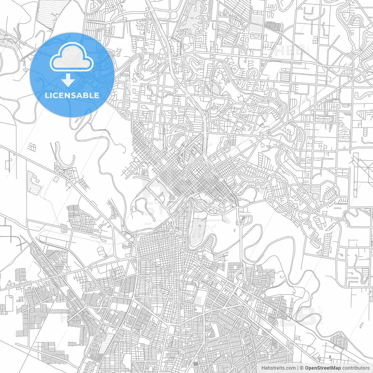 Brownsville, Texas, USA, bright outlined vector map