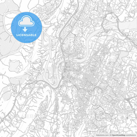Chattanooga, Tennessee, USA, bright outlined vector map