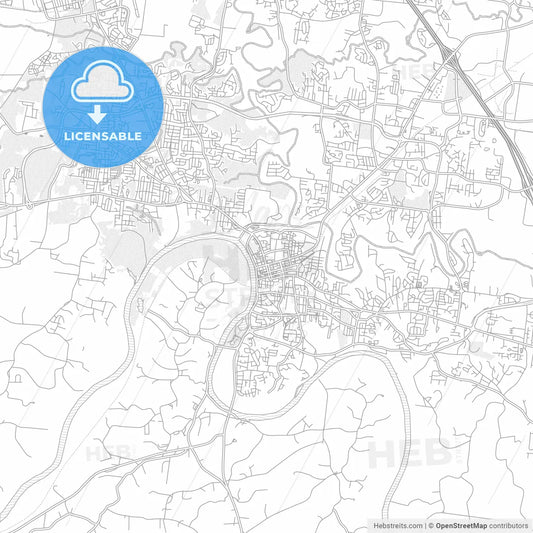 Clarksville, Tennessee, USA, bright outlined vector map