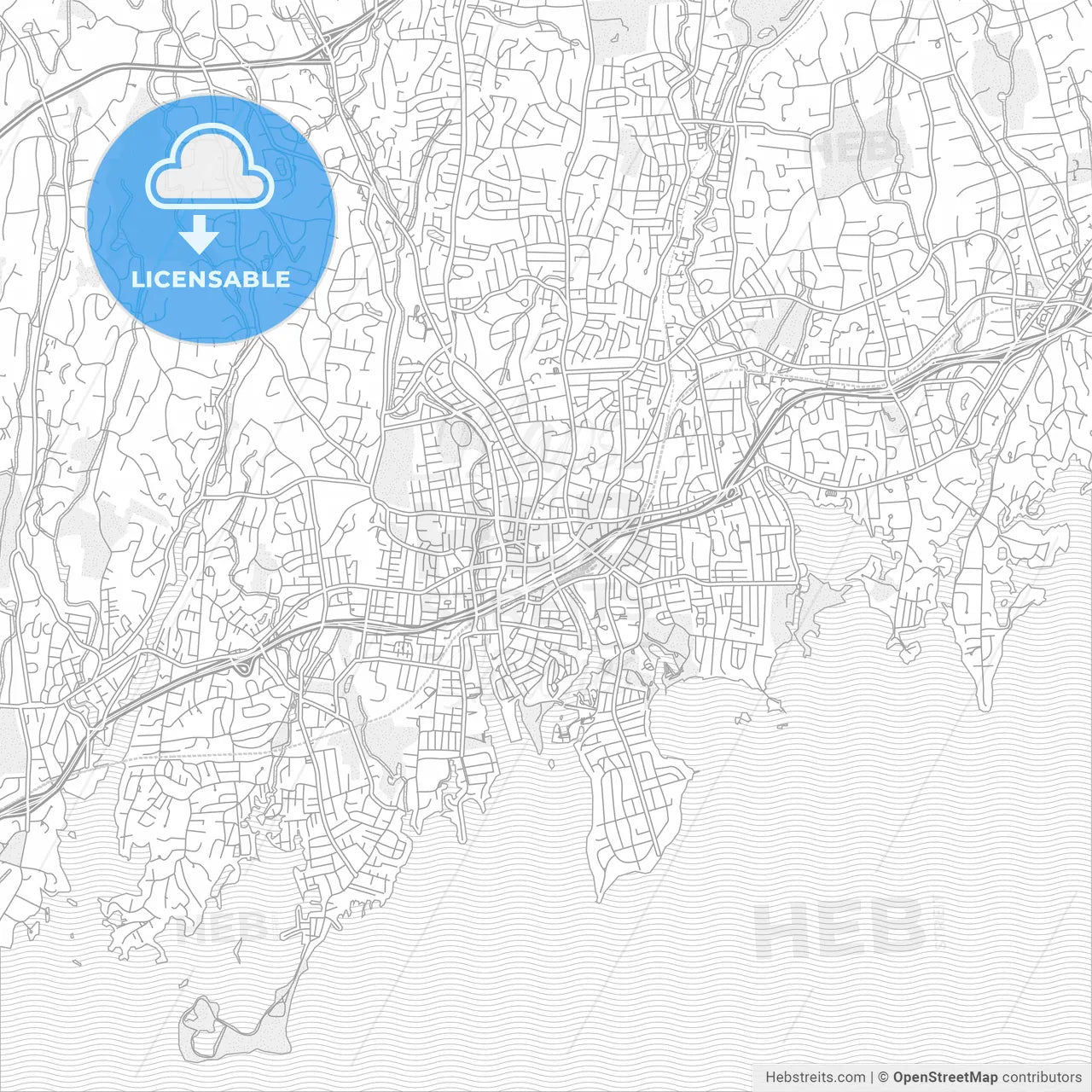 Stamford, Connecticut, USA, bright outlined vector map