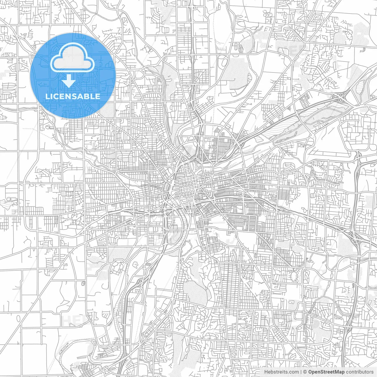 Dayton, Ohio, USA, bright outlined vector map