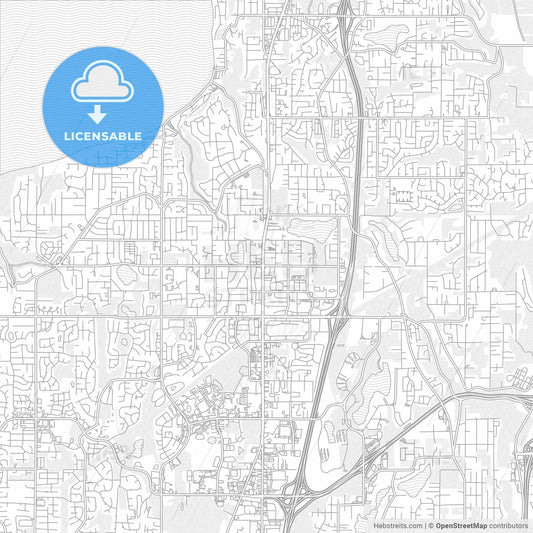 Federal Way, Washington, USA, bright outlined vector map