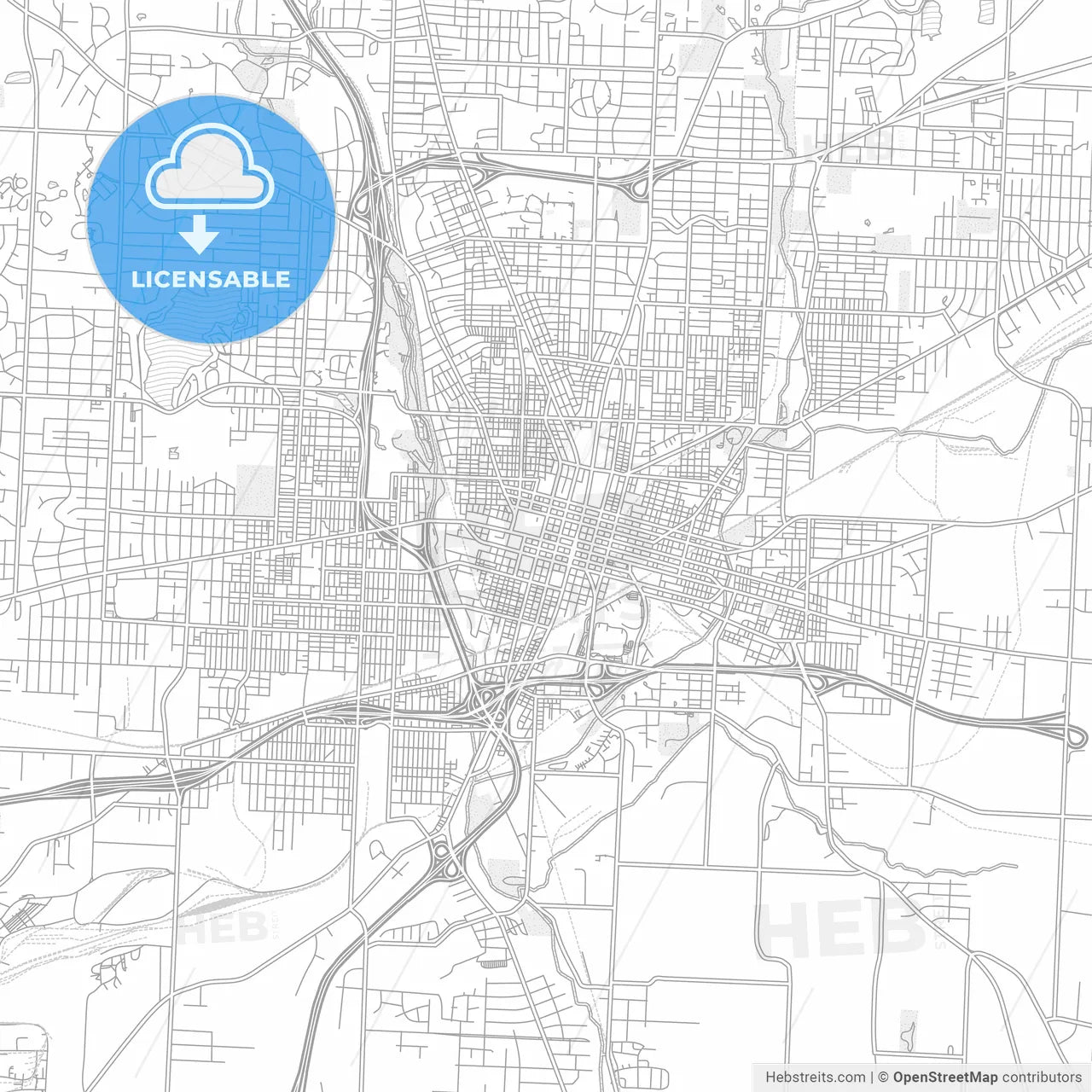 Canton, Ohio, USA, bright outlined vector map